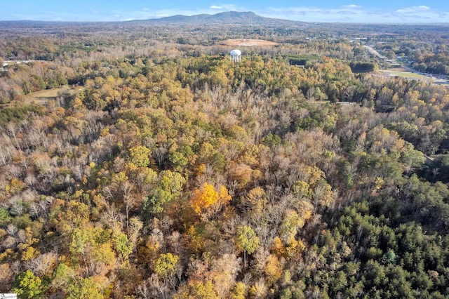 drone / aerial view featuring a mountain view