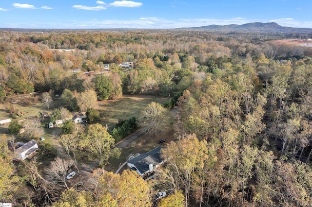 drone / aerial view featuring a mountain view