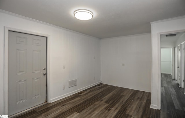 645 Woodvale Rd, Anderson, SC 29624 - spare room featuring visible vents, ornamental molding, and dark wood-style floors