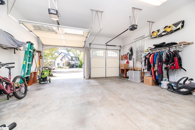 garage with a garage door opener