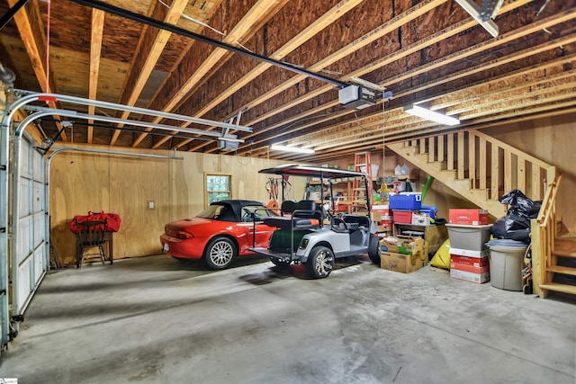 garage with a garage door opener