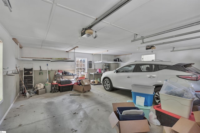 garage with a garage door opener