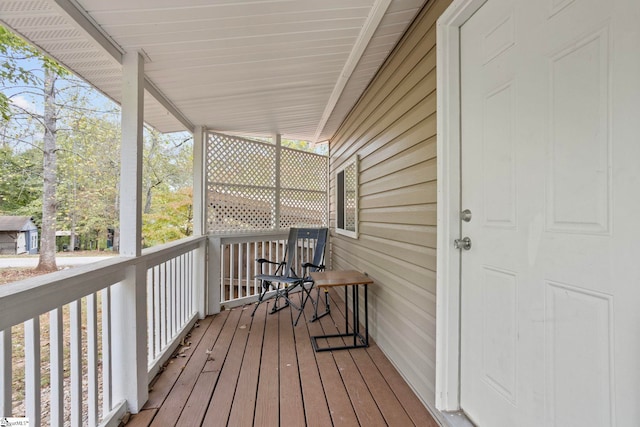 deck featuring a porch