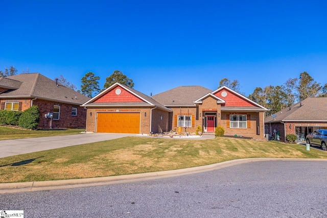 view of front of home featuring a garage and a front yard