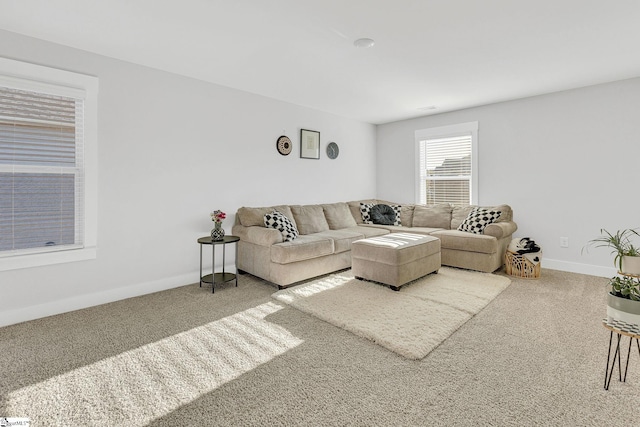 living room with carpet flooring