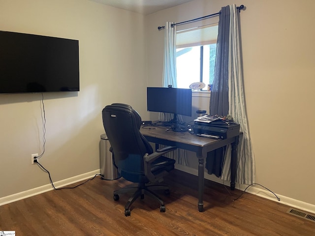 office space featuring hardwood / wood-style flooring