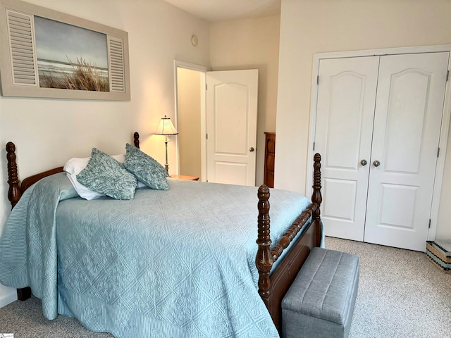 carpeted bedroom featuring a closet