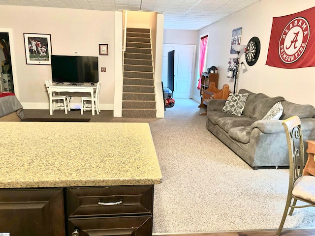 living room featuring carpet