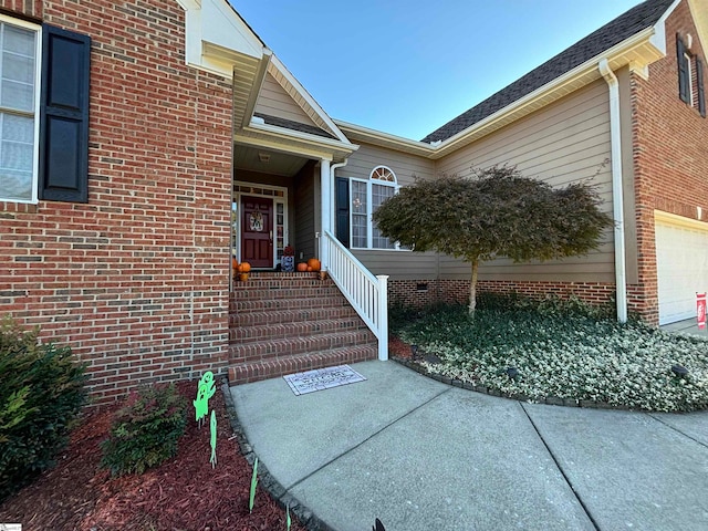 property entrance featuring a garage