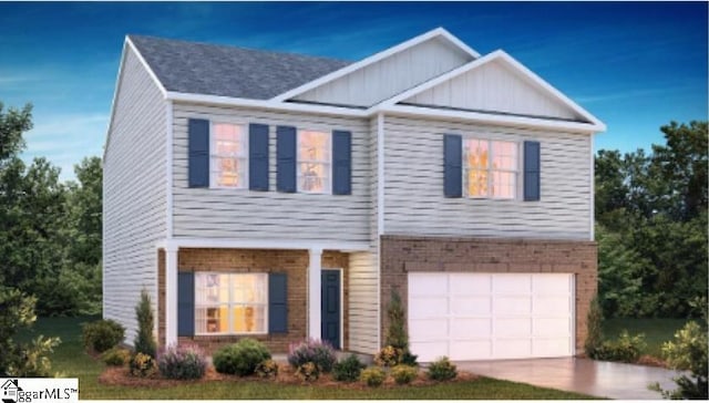 view of front facade with a garage