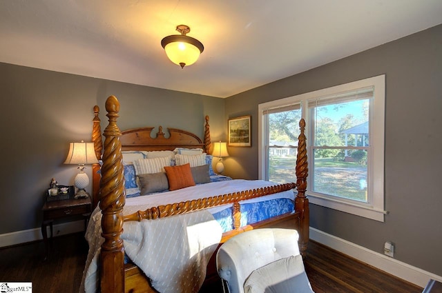 bedroom featuring dark hardwood / wood-style floors