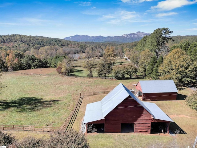 bird's eye view with a rural view and a mountain view