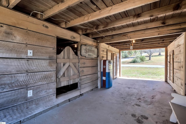 view of stable featuring water heater