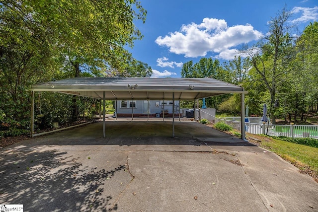 view of parking with a carport