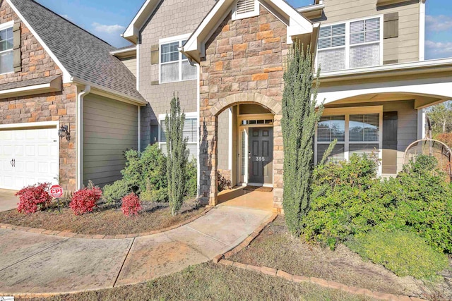 view of front of house with a garage