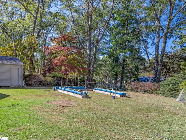 248 Greengate Ln, Spartanburg, SC 29307 - view of yard with an outbuilding, a storage unit, and a fenced in pool