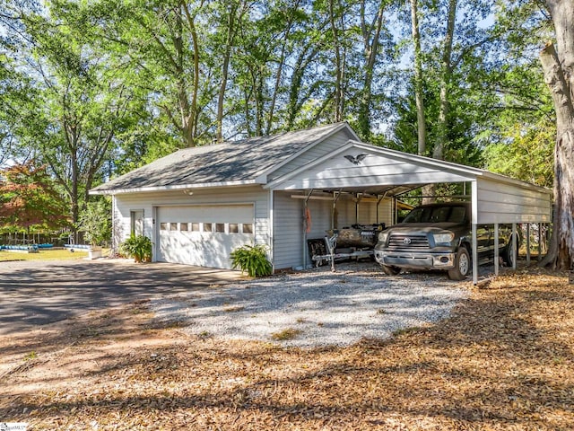 garage with a carport