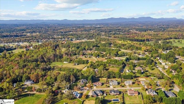 aerial view with a mountain view