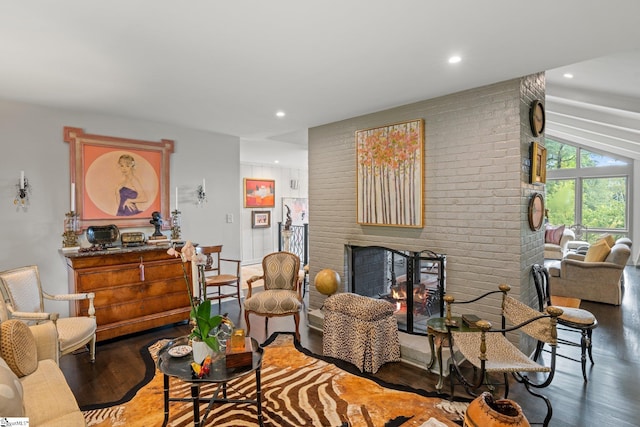 living room featuring hardwood / wood-style floors and a fireplace