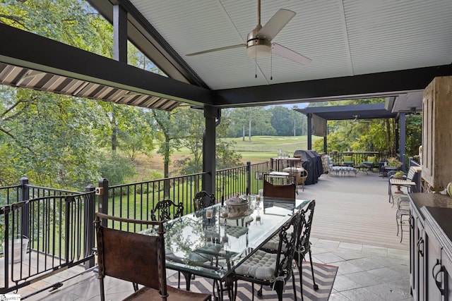 deck featuring ceiling fan