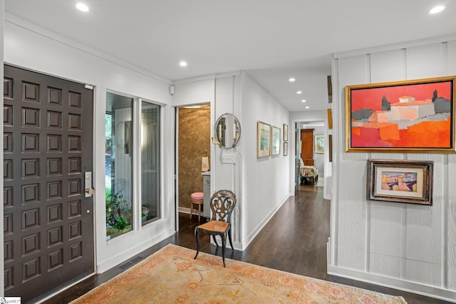 entrance foyer with dark hardwood / wood-style flooring