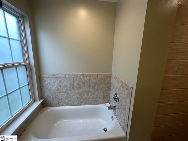 bathroom featuring a wealth of natural light and a washtub