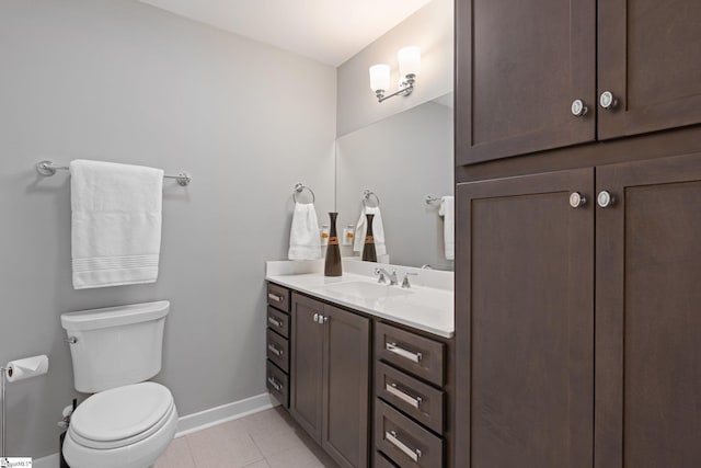 bathroom featuring vanity, toilet, and tile patterned floors