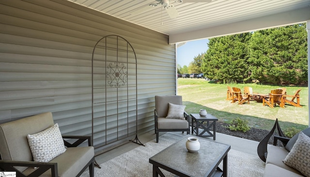 view of patio / terrace featuring ceiling fan