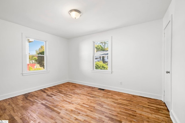 unfurnished room featuring plenty of natural light and light wood-type flooring