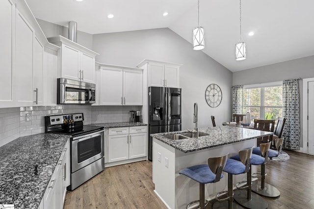 kitchen with white cabinets and stainless steel appliances