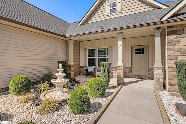 property entrance with covered porch