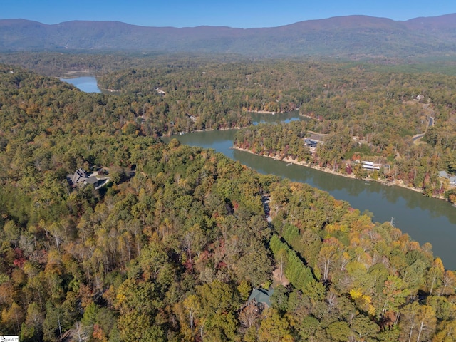 aerial view with a water and mountain view