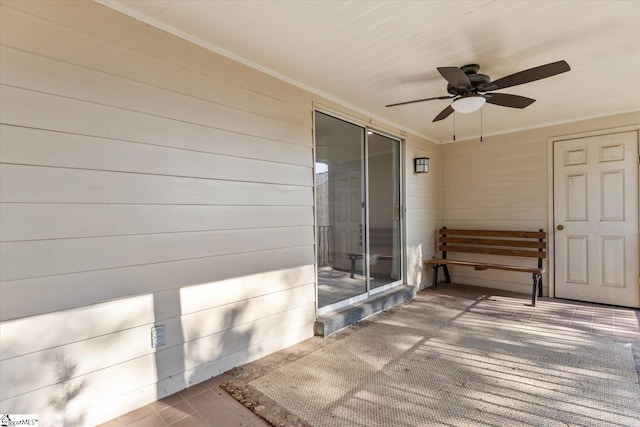 view of patio / terrace featuring ceiling fan