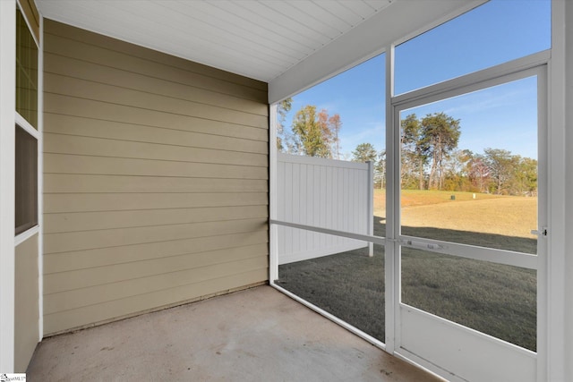 view of unfurnished sunroom