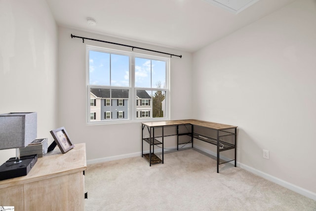 view of carpeted office space