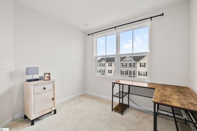 view of carpeted home office