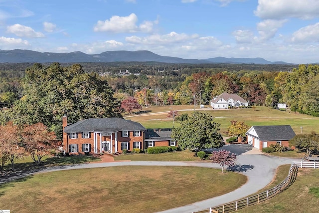 drone / aerial view with a mountain view