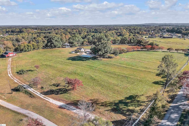 bird's eye view with a rural view