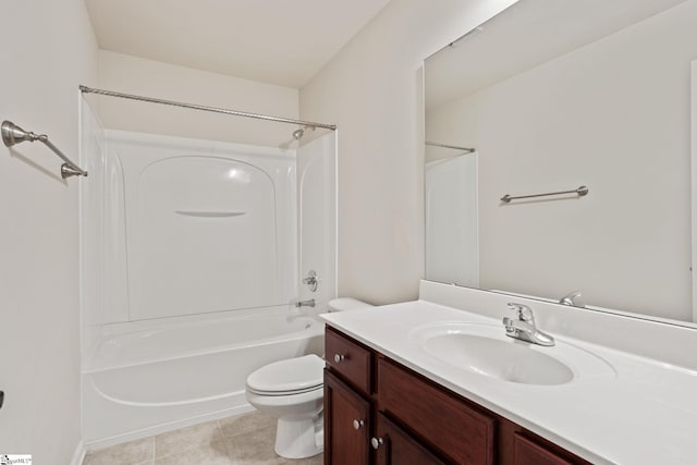 full bathroom featuring toilet, vanity, and shower / bathtub combination