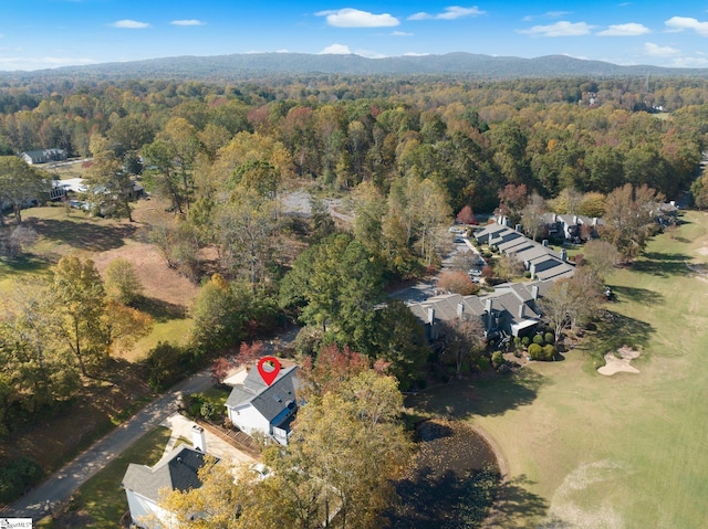 birds eye view of property featuring a mountain view