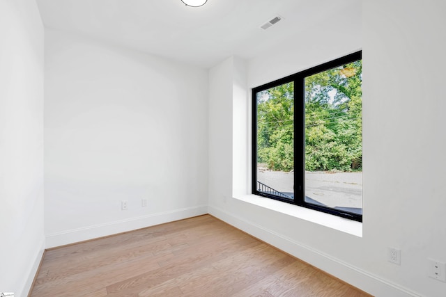 spare room featuring light hardwood / wood-style flooring and a wealth of natural light