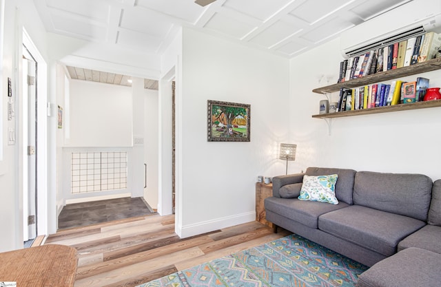 living room with light hardwood / wood-style floors