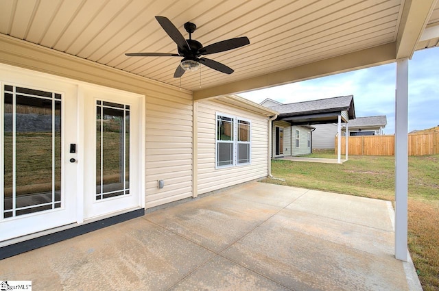 view of patio / terrace with ceiling fan