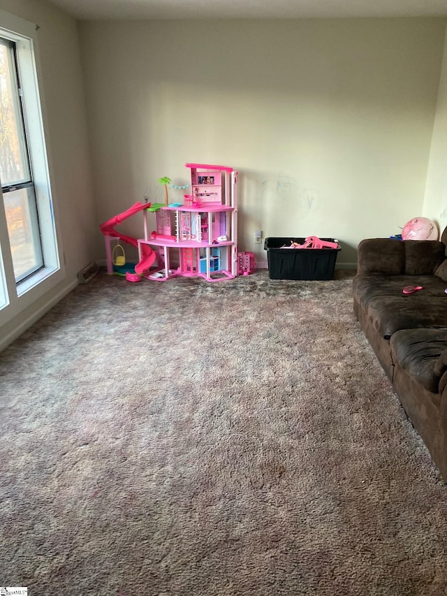 game room featuring carpet floors