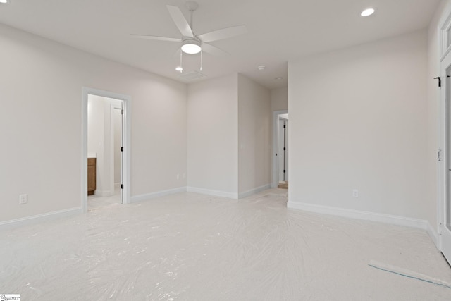 spare room featuring ceiling fan