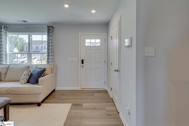 entrance foyer featuring a wealth of natural light and light wood-type flooring