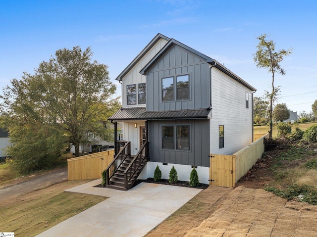 view of modern inspired farmhouse