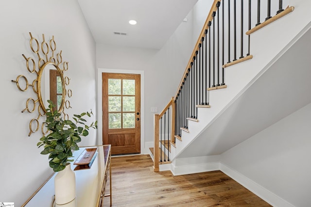 entrance foyer featuring light wood-type flooring