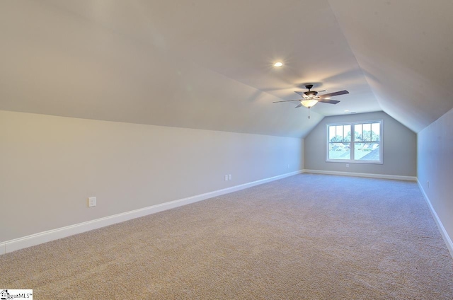 113 Bonaire Pointe Smithbrook Subdivision, Anderson, SC 29621 - bonus room with vaulted ceiling, baseboards, a ceiling fan, and carpet flooring