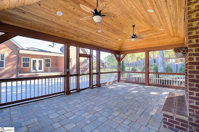 113 Bonaire Pointe Smithbrook Subdivision, Anderson, SC 29621 - unfurnished sunroom with ceiling fan, lofted ceiling, and french doors
